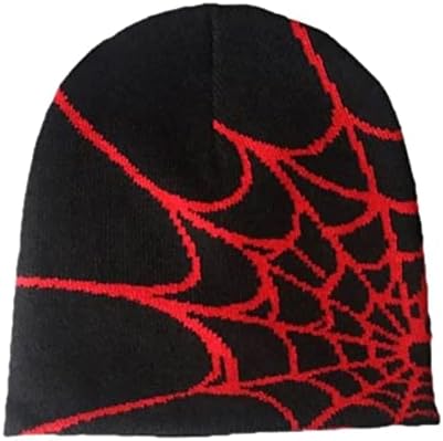 FantasyGears Y2K HAT GOTH GRAPHIC Spider Web Sienie Grunge Winter Warm Knit