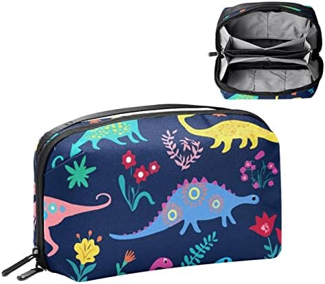 Bolsa de higiene saco de viagem, organizador de viagens de bolsa de maquiagem resistente à água para acessórios para acessórios, dinossauros coloridos padrão de animais