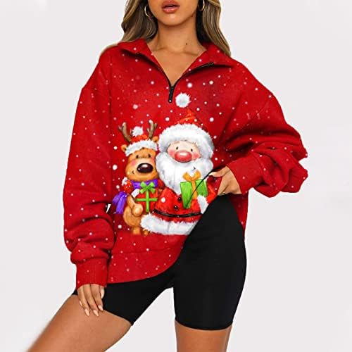 Sorto gráfico de mulheres do quarto zíper do zíper de Natal Sorto Retro Maternidade Retro saindo Tops For Women