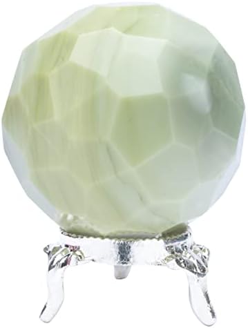Corte de diamante serpentina de crocon e esfera de pedra de cristal da ita com metal stand sphere cura cura balanceamento