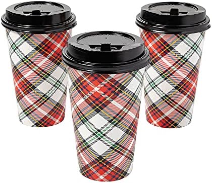 Fun Express Tartan Plaid Paper Coffets com tampas- 12 ct.