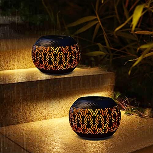 Lanternas de mesa solar ao ar livre à prova d'água - lâmpada de chama piscando dançando preto pavão de penas de metal de metal lanterna