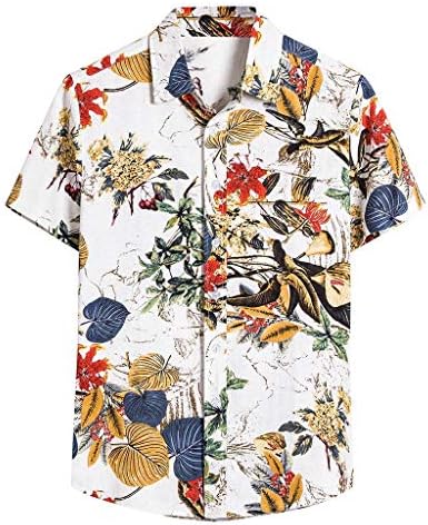 Camisa havaiana de gdjgta para linho de algodão de algodão