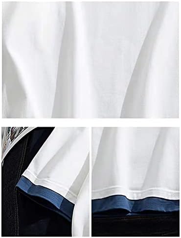 Maiyifu-gj masculino de retalhos masculinos de duas peças de mangas curtas Moda sólida o pescoço de meia manga camiseta pesada