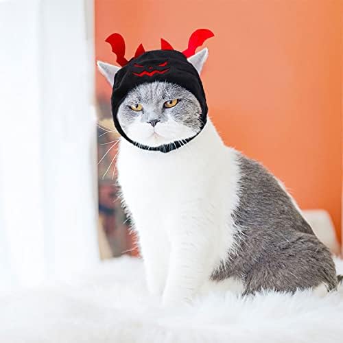 Dot-dottii 2 PCs Cat Halloween fantasia de pet cães halloween gato devil chapéu de canto de abóbora chapéu de abóbora