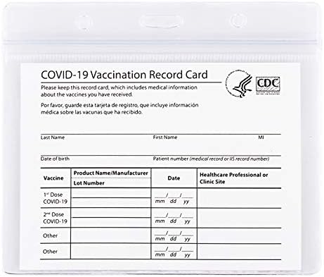 Almhh 5 pacote - Protetor de carteira de vacinação CDC 4 x 3 polegadas para imunização Record Vaccinate Card Titular, suporte de crachá de nomes 4x3, manga de plástico de vinil transparente W Tipo à prova d'água