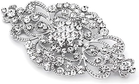 Mariell Vintage Bridal Crystal Broche Pin, 4 de largura, Antigo Silver Rhinestone Wedding & Fashion Acessório