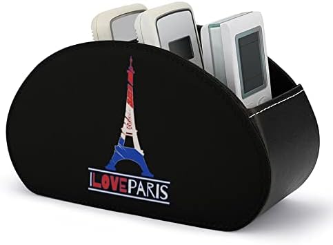 Eu amo o Paris France Eiffel Tower TV Tots Remote Control Titulares de Couro Moda Organizador de Desktop Office com 5 compartimento