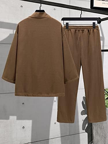 Roupas de duas peças do NIBHZ para homens, quimono sólido e calça de cintura de cordão sem tee
