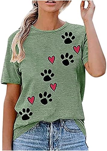 Tops de verão para mulheres 2023 Round Poscot Print T-shirts Fashion Feminino Bloups Tops