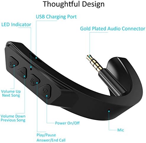 Yocowoco atualizado o adaptador Bluetooth sem fio para Bose QuietComfort QC 25 fones de ouvido com controle de microfones/volume,