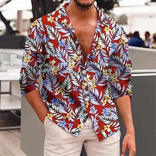 2023 Novas camisas florais havaianas masculinas Button Down Down Tropical Holiday Beach Conhas de verão Men mais velhas