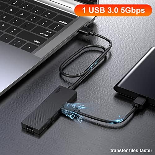 USB 3.0 Hub tsupy Multi USB Hub, 5 em 1 hub de dados USB com SD Micro SD Card Reader e 3 portas USB 3.0 compatíveis para PC