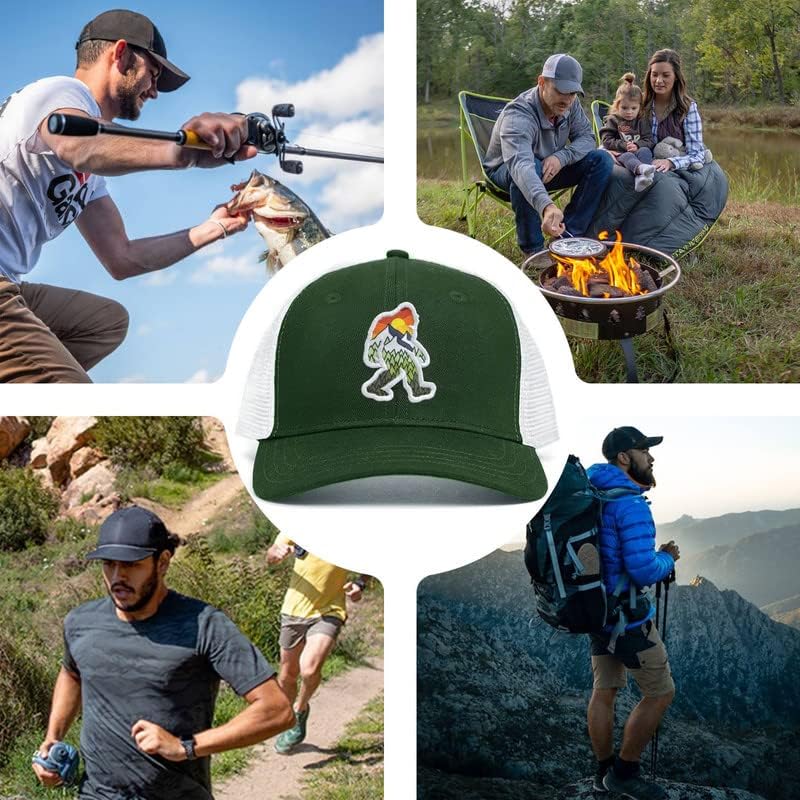 Pnkvnlo Mesh Trucker Bigfoot Hats for Men - Grande chapéu de encerramento do Snapback para caça e caminhada