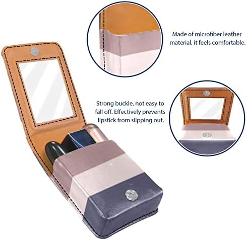 Caixa de batom Oryuekan com espelho bolsa de maquiagem portátil fofa, bolsa cosmética, listras roxas de desenhos animados modernos