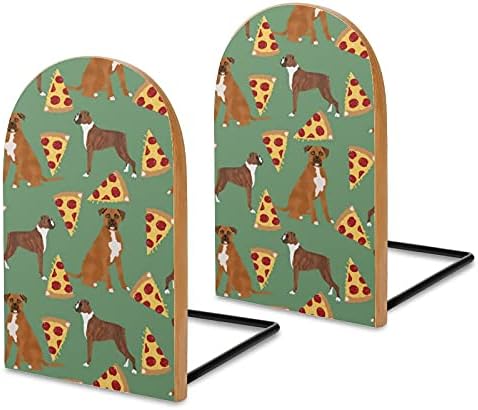 Boxers Pizza Pizza Food Boxer Dog Livro termina para prateleiras Holdren Bookends Holder para livros pesados ​​Divisor Modern Decorative 1 par