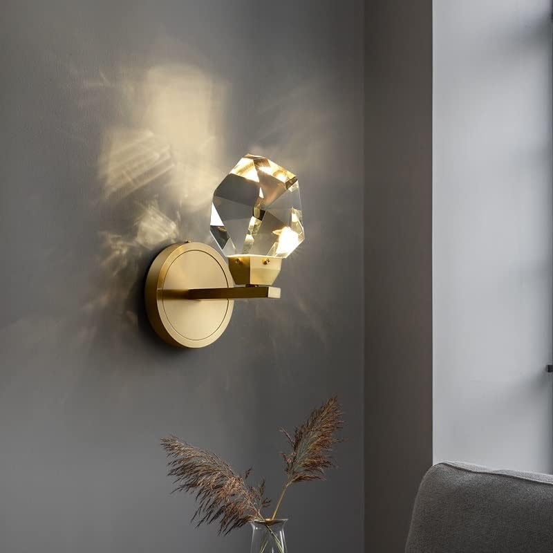 Lâmpada de parede de cobre nórdica de Yylkl ao lado da sala de estar de estar de estar luxuosos luminárias de parede de cristal