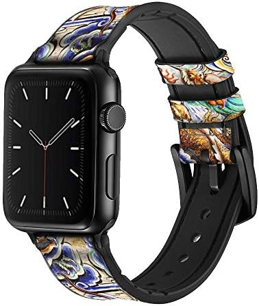 CA0378 Tradicional Chinese Dragon Art Leather & Silicone Smart Watch Band Strap for Apple Watch Iwatch Tamanho 38mm/40mm/41mm