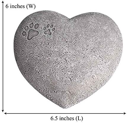 Claratut Pata personalizada Impressa pedras memoriais de animais de estimação, Marcador de cães em forma de coração, Tombstone