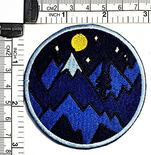Kleenplus 3pcs. Pretty Blue Circle Nature Mountains Ferro bordado em Sew On Patch Fashion Arts Cartoon Sticker Patches