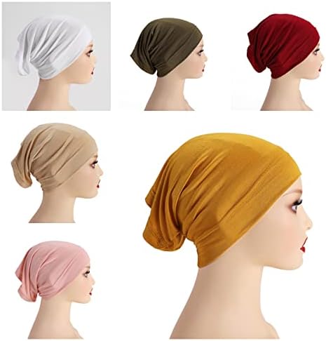 6 peças Cap de hijab interno para mulheres Turbano muçulmano Islão sob lenço de lenço Manusey Bonnet Tube Cap