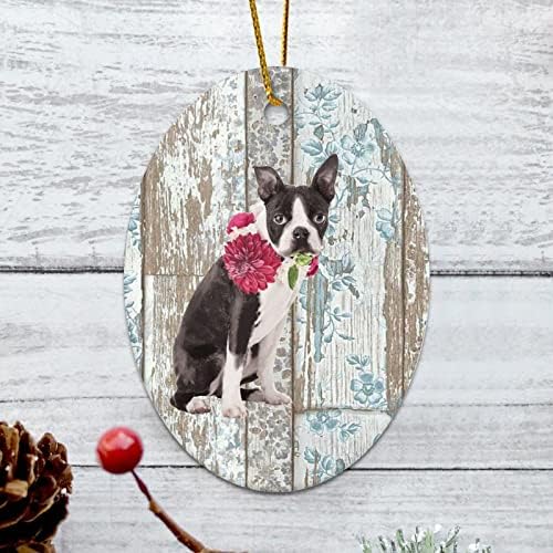 Ornamento de cerâmica Custom Ibizan Hound Pet Dog Blossom Daisy Ibizan Hound Pet Collar Cola de Natal Louvenirs Decorativa Ornamentos