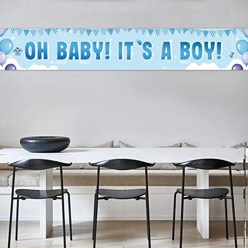 É uma faixa de menino para chá de bebê, é um sinal de pátio de menino, decorações azuis para chá de bebê para garoto interno e externo