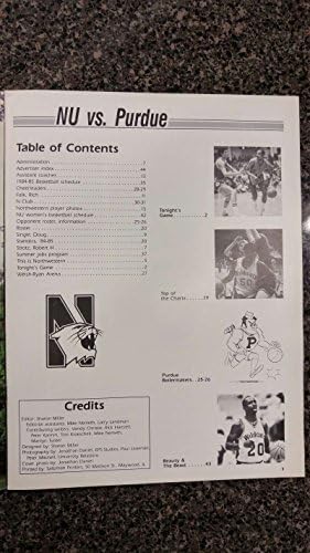 Northwestern vs Purdue Welsh-Ryan Arena Basketball 1985 Programa Vintage J42997