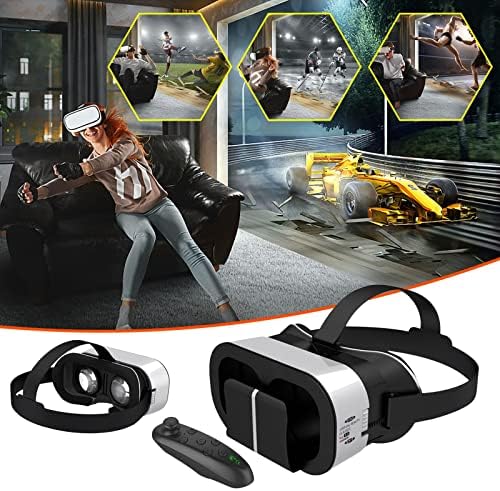 Kodeq 2022 Glasses portáteis de VR com controle remoto, realidade virtual de óculos 3D para filmes de videogame de fone
