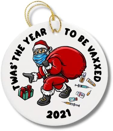2021 Decoração do ornamento de árvore de Natal - Decoração de férias de quarentena Covid 19 Funny Covid - com Santa Natal durante