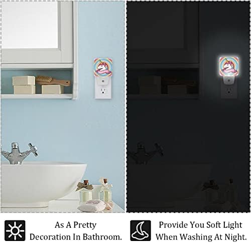 Cartoon Unicorn With Circles Night Lights Conecte -se à parede infantil LED Nightlight para bebê berçário quarto banheiro cozinha