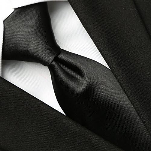 Kissties masculino Taque de seda de gravata de cetim sólida + caixa de presente magnética