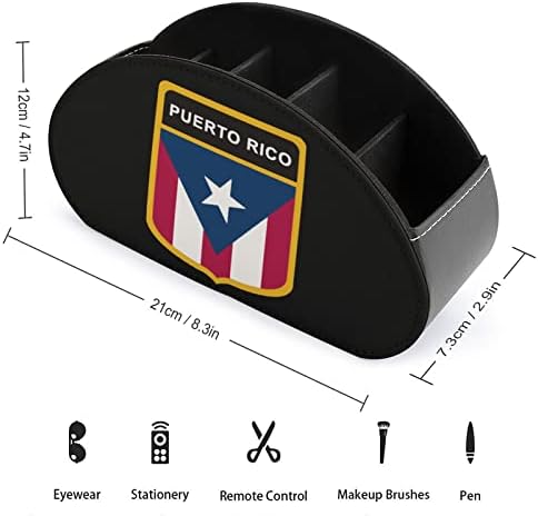 Puerto Rico Flag TV Controle Remoto Titulares de maquiagem Caixa de maquiagem PU CATDY HOME Storage Caddy Store com 5 compartimento