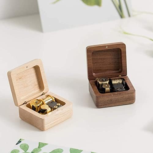Luvadu Presens Musical Box de madeira quadrada Caixa de música compacta e portátil Mecanismo Musical Box Musical Jewelry Box Box
