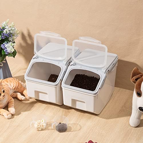 2 PCS PCS Dog Storage Storage Contêiner Recipiente de arroz de cereal com copo de medição, recipiente de gato de gato