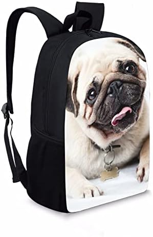 Toaddmos 3D Pug Dog School Mochilas Teens meninos garotos BOOKBAGS Conjunto de laptop de 17 polegadas Mochilas infantis Bag da escola