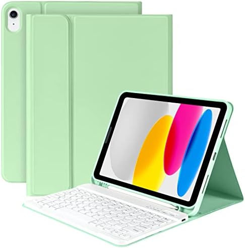 Case de 10ª geração do iPad com teclado, estojo de teclado para iPad para 10.9 da 10ª geração, destacável - porta -lápis - capa de flip -stand - capa do teclado para o iPad mais recente 10ª geração 10,9 polegadas 2022 verde