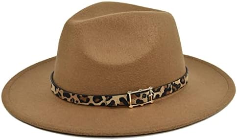 Homens de leopardo fedora chapéu largo fedora com fivela de cinto feminino vintage clássico panamá chapéu de praia