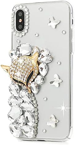 AS -ZEKE elegante capa de telefone compatível com o Samsung Galaxy S22 6,1 polegada 2022, Bling Handmdae Flowers Flores Night Night Owl Design Girls Women Cover Caso - Champagne