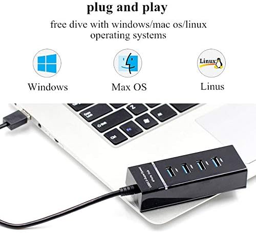 USB 3.0 Extender, 4 portas Adaptador de cubo USB 3.0, Splitter de cubo USB 3.0 Compatível para driver flash USB, laptop, teclado, notebook PC, mouse, tabela, impressora, MacBook Air/Pro/Mini
