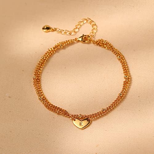 Md mais pulseiras de ouro para mulheres meninas, braceletes fofos em camadas de ouro de 18k para mulheres link link pulseiras