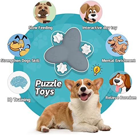 Brinquedos de quebra -cabeça para cães - Toys interativos para cães fornece treinamento de QI e enriquecimento mental, dispensador de tratamento de cachorro rotativo para cachorros, cães médios e cães grandes