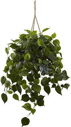 Quase natural 6853 3ft. Philodendron Hanging Basket Resistente UV, verde