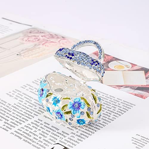 Ingbear Blue Flower Bag Feliz caixas de bugigangas articuladas, presente exclusivo para o Dia das Mães, caixa de jóias