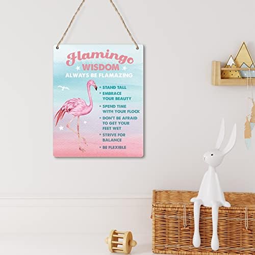 Poster de arte de praia inspirada em aquarela Flamingo Poster Wood Wood Plate Wall Art Rússica Citações positivas Citações