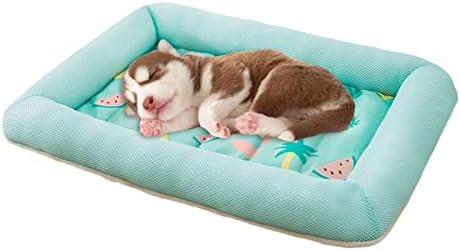 Ｋｌｋｃｍｓ Cão de refrigeração de cachorro macio Cama de resfriamento portátil Dlevice Lavável de piso respirável, verde S