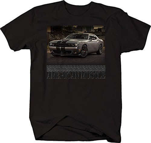 American Muscle Hotrod Challenger Grey Hotrod Car Racing Graphic Camise