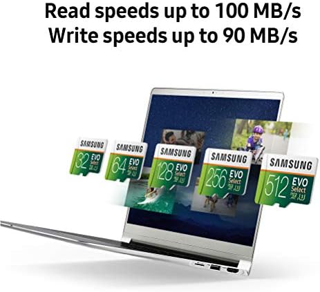 Samsung 64 GB 100MB/S MicroSDXC EVO Selecionar cartão de memória com adaptador de tamanho completo