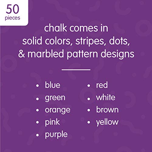 Colorations giz na calçada para crianças - 50pc 4 ”x 1” lavável e brilhante conjunto de giz - cores divertidas para crianças e padrões