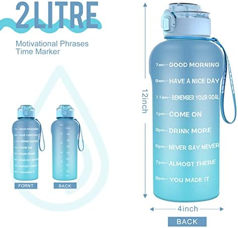 Wemeet Half Galon Motivational Water Garrafs com marcador de tempo e filtro de frutas, [Tritan BPA Free] 64oz Sports Water Garraf